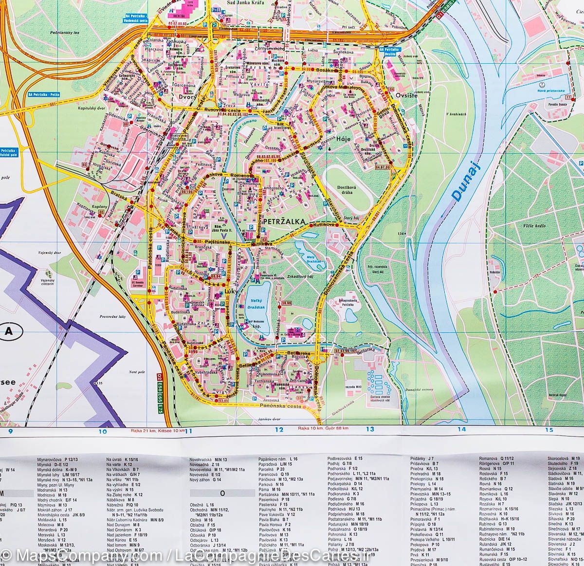 Plan détaillé - Bratislava (Slovaquie) | Freytag & Berndt plan de ville Freytag & Berndt