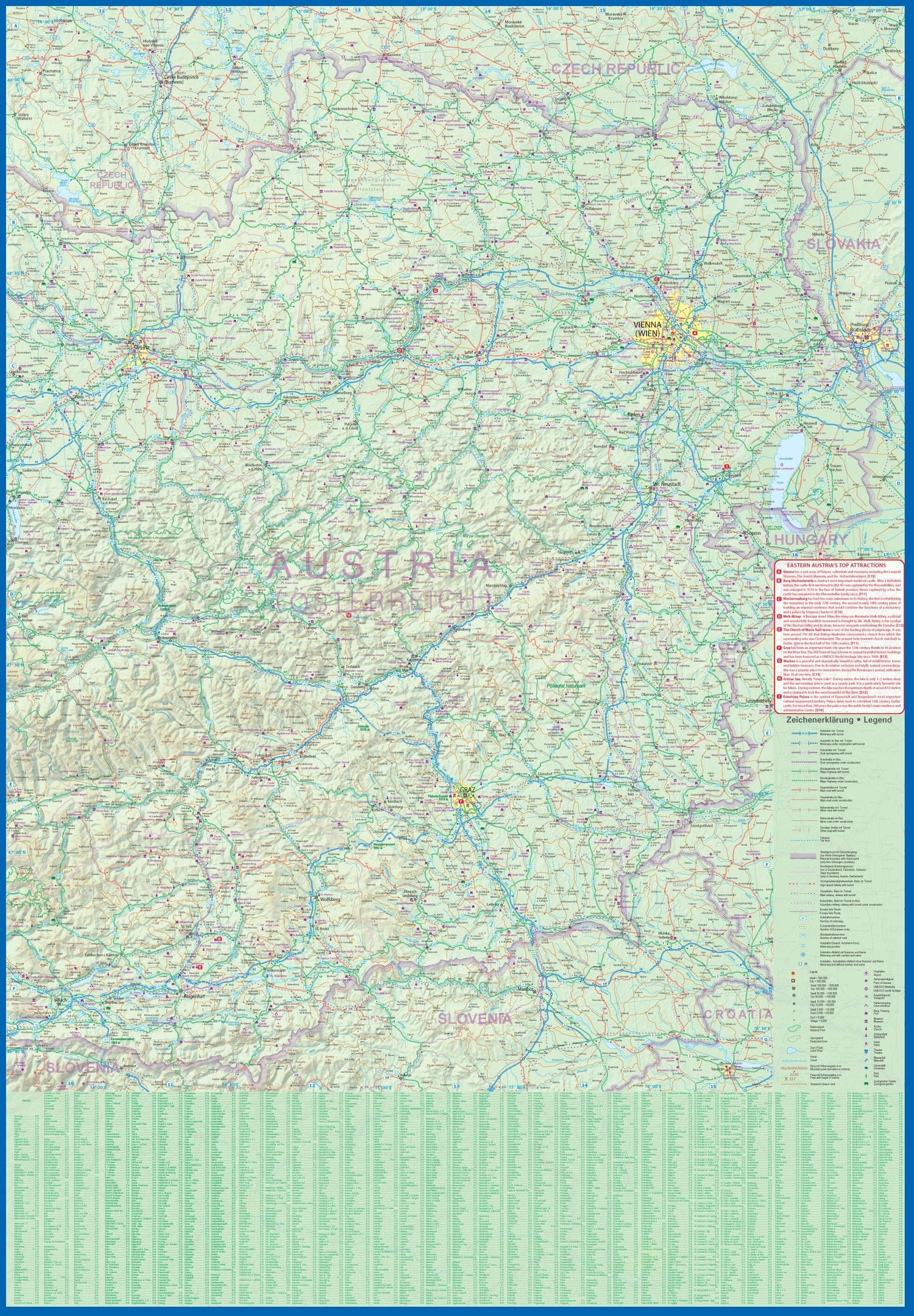 Plan détaillé de Vienne & carte de l'Autriche orientale | ITM plan de ville ITM