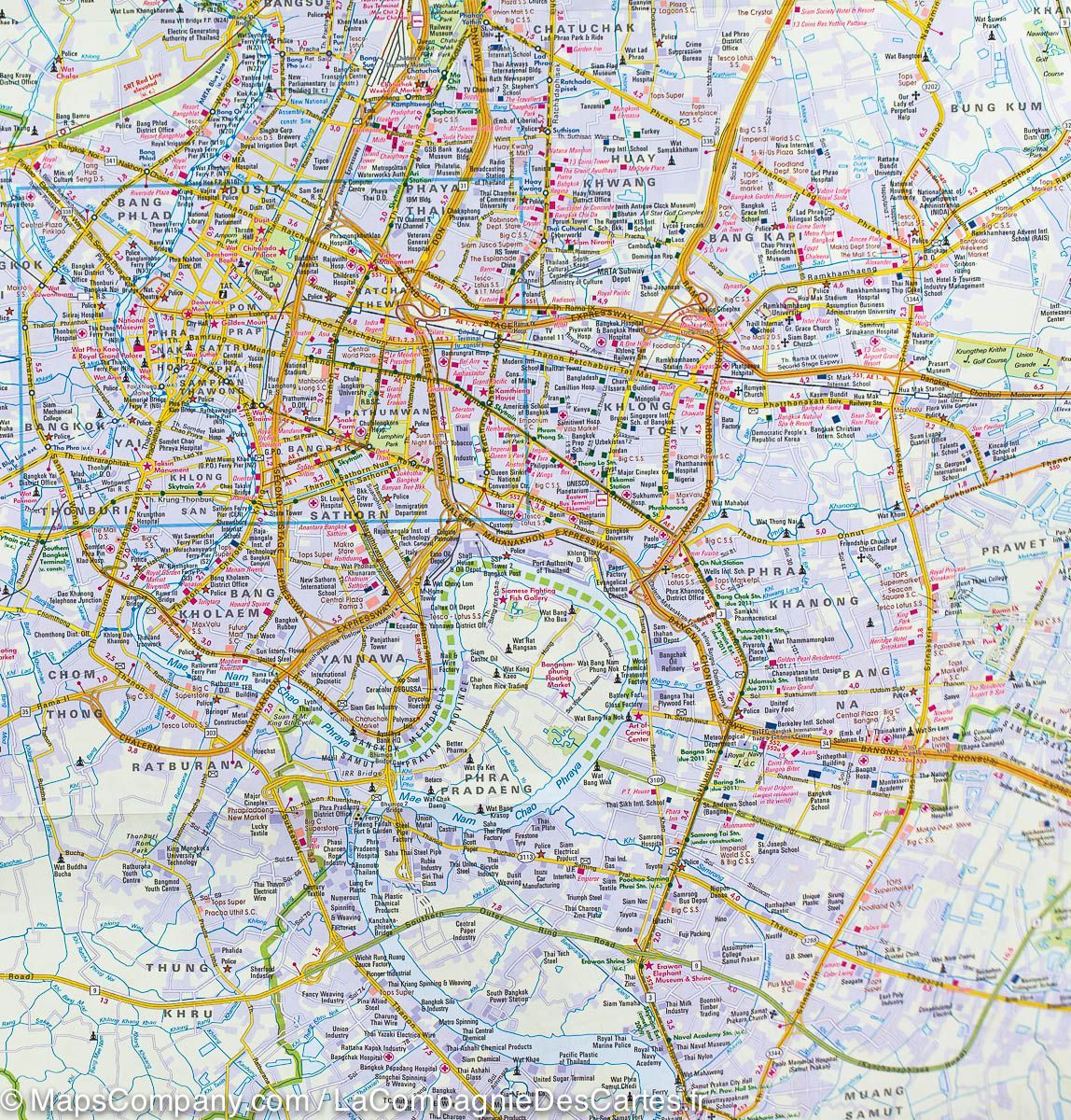Plan détaillé imperméable - Bangkok & environs | Nelles Map plan de ville Nelles Verlag