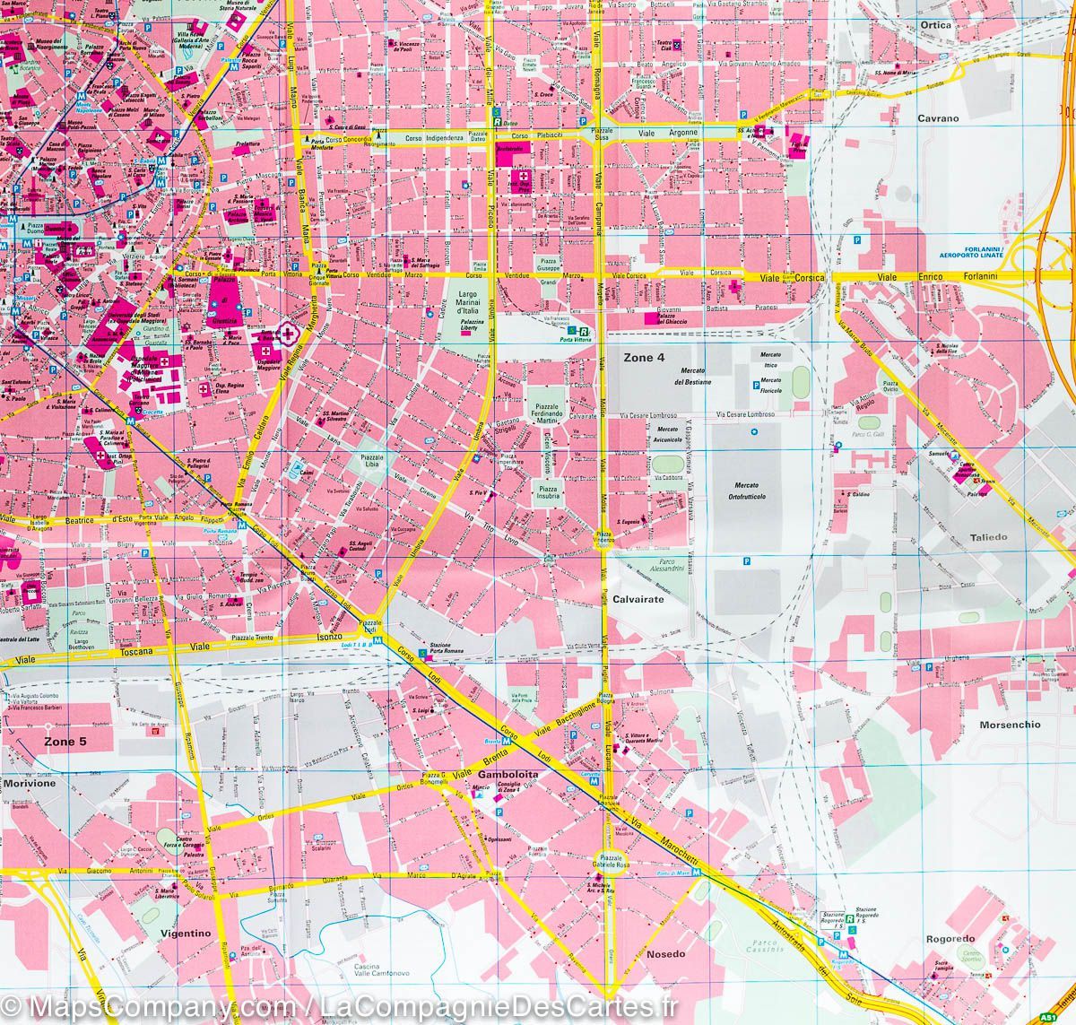 Plan détaillé - Milan (Italie) | Freytag & Berndt plan de ville Freytag & Berndt