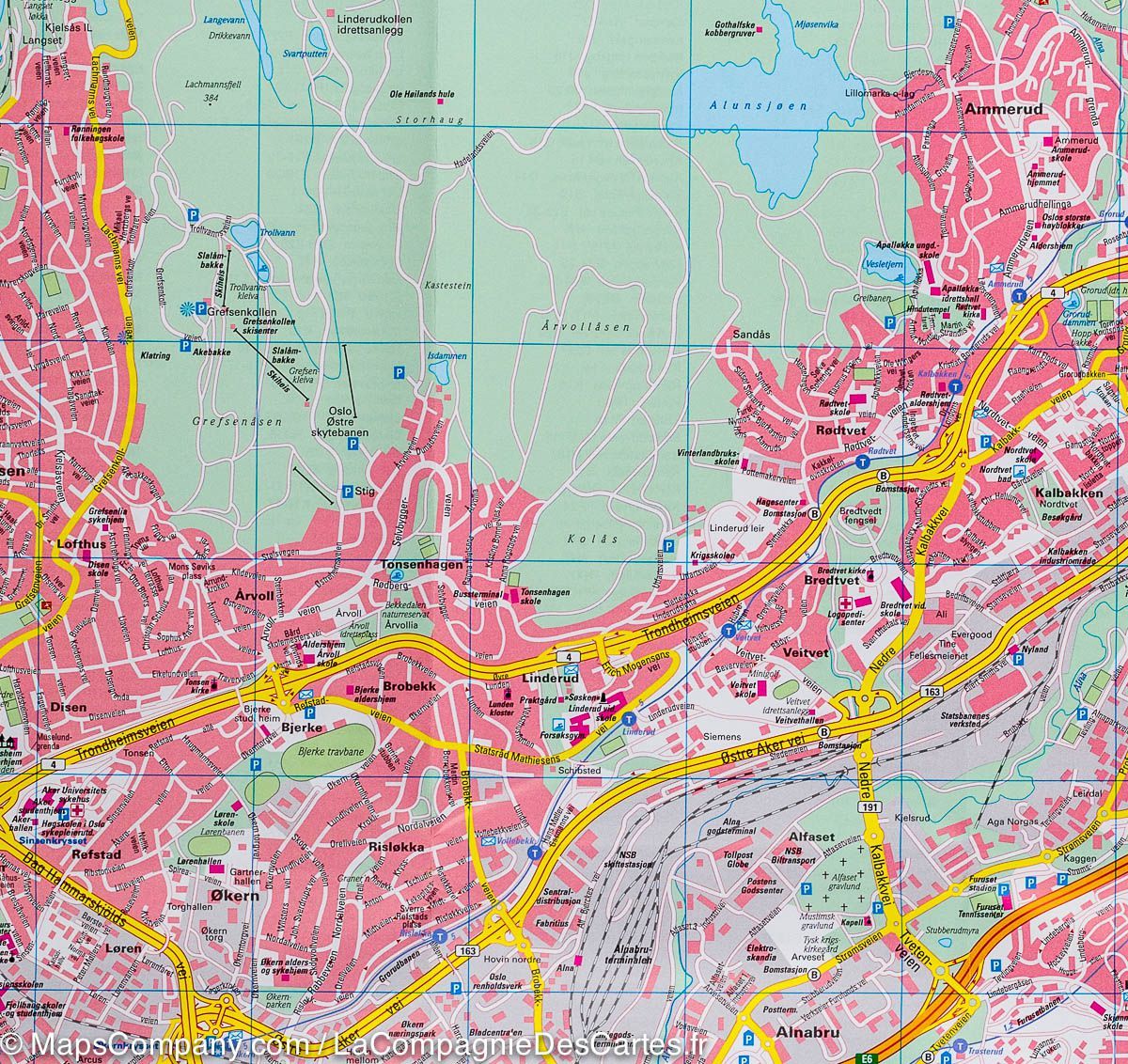 Plan détaillé - Oslo (Norvège) | Freytag & Berndt plan de ville Freytag & Berndt