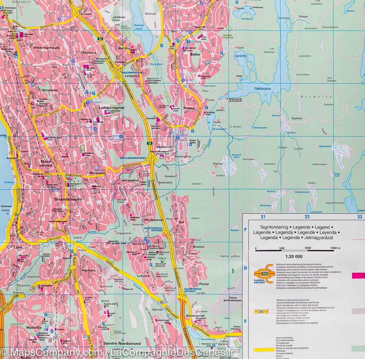 Plan détaillé - Oslo (Norvège) | Freytag & Berndt plan de ville Freytag & Berndt