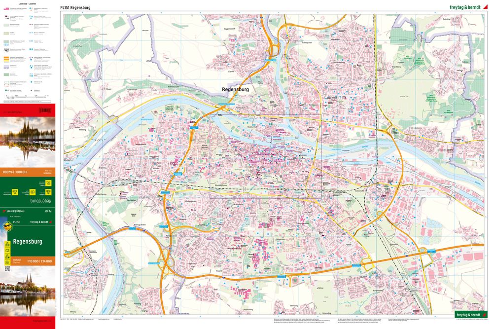 Plan détaillé - Ratisbonne / Regensburg (Bavière) | Freytag & Berndt plan de ville Freytag & Berndt