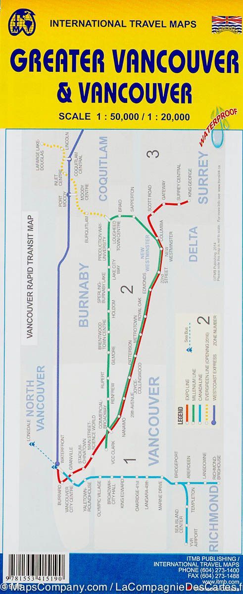 Plan de Vancouver et de sa région (Canada) | ITM - La Compagnie des Cartes
