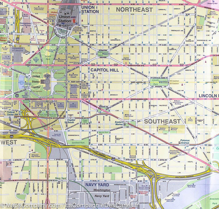 Plan détaillé - Washington D.C. et sa région | ITM carte pliée ITM 