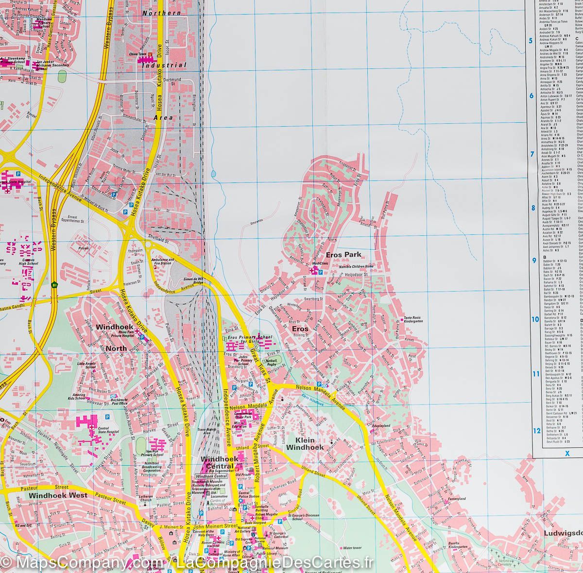 Plan détaillé - Windhoek (Namibie) | Freytag & Berndt plan de ville Freytag & Berndt