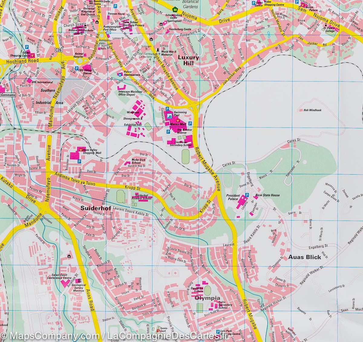 Plan détaillé - Windhoek (Namibie) | Freytag & Berndt plan de ville Freytag & Berndt