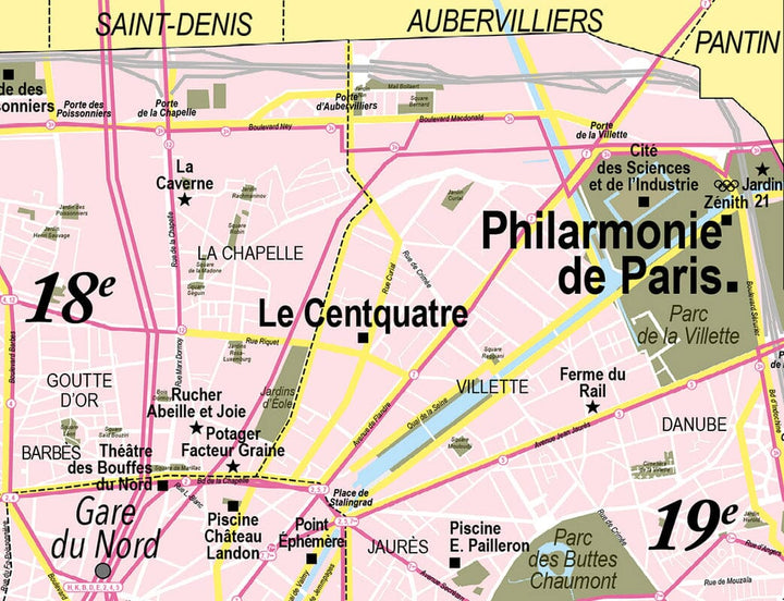 Plan mural de Paris de style vintage, avec oeillets métalliques - 68,5 x 84 cm carte murale petit tube Emile en Ville 