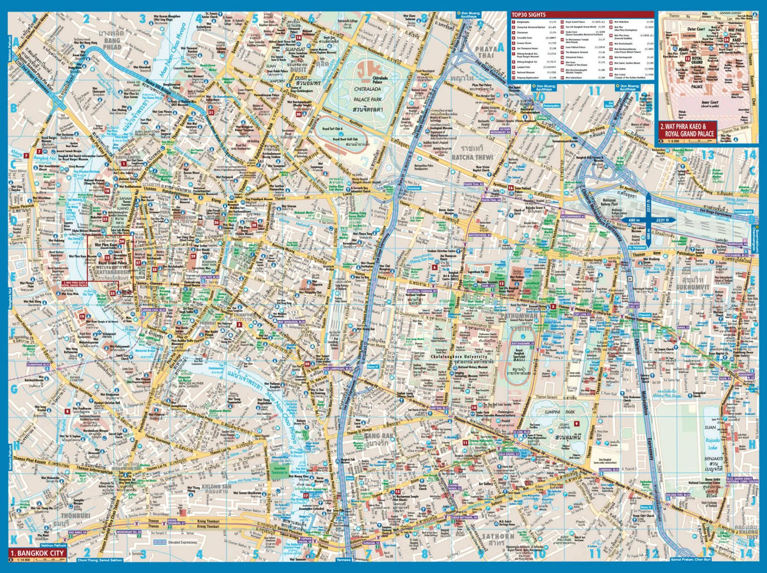 Plan plastifié - Bangkok | Borch Maps plan de ville Borch Maps