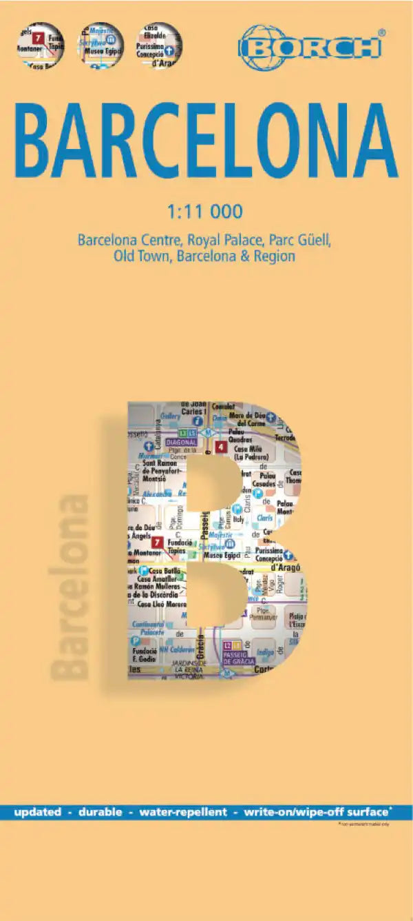 Plan plastifié - Barcelone | Borch Maps plan de ville Borch Maps