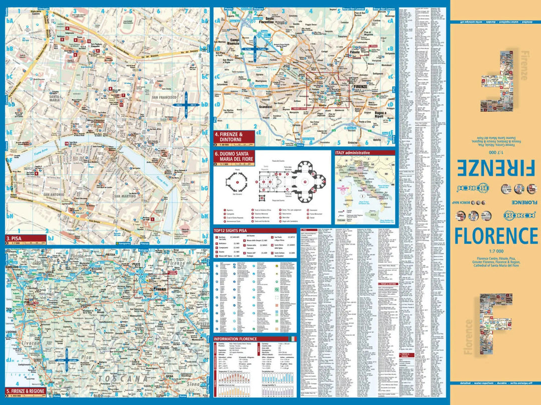 Plan plastifié - Florence | Borch Map carte pliée Borch Map 