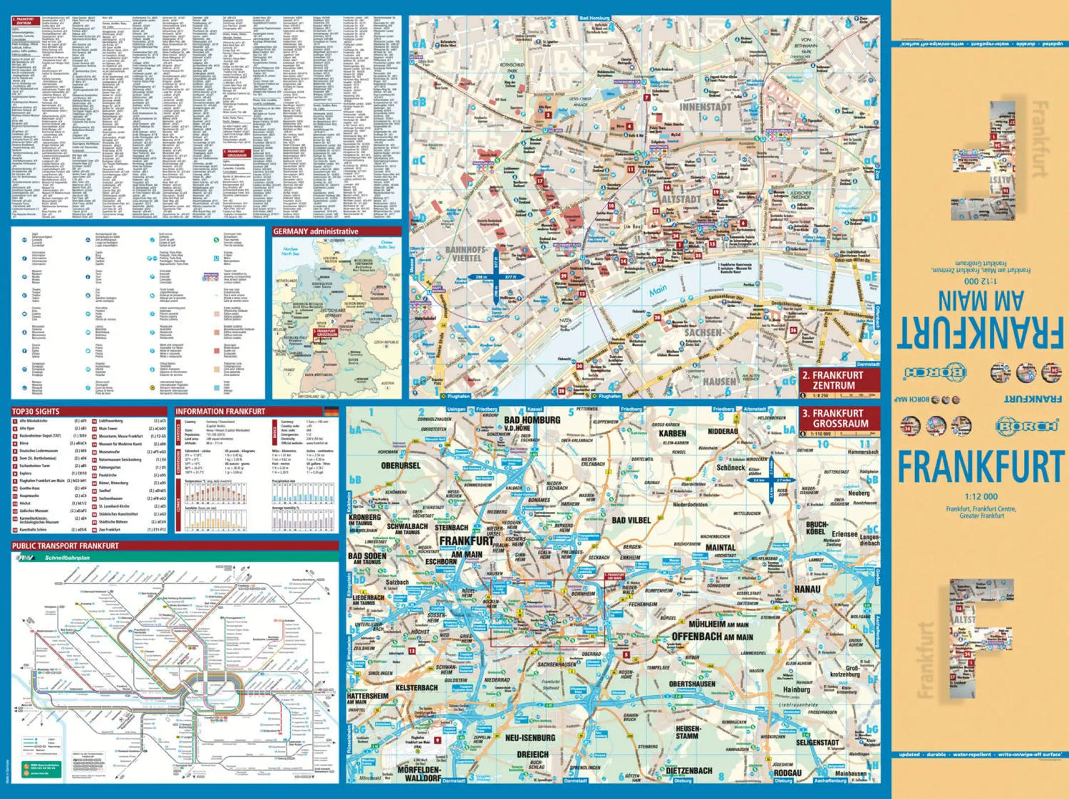 Plan plastifié - Francfort | Borch Maps plan de ville Borch Maps