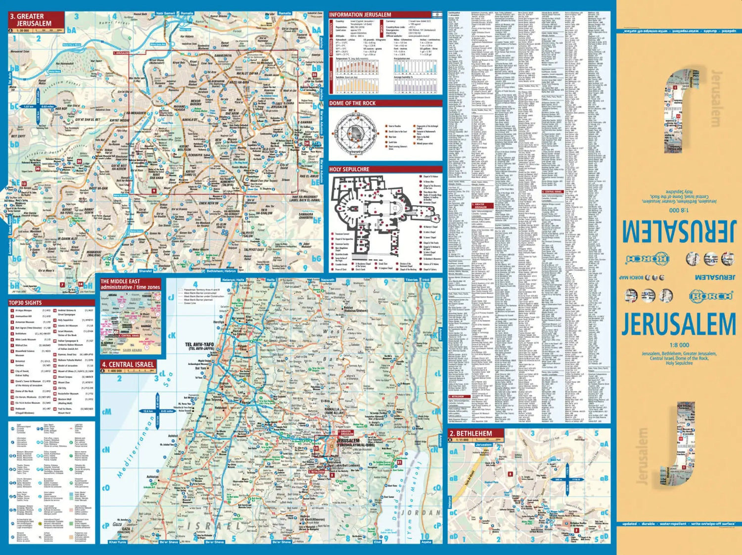 Plan plastifié - Jérusalem | Borch Maps plan de ville Borch Maps