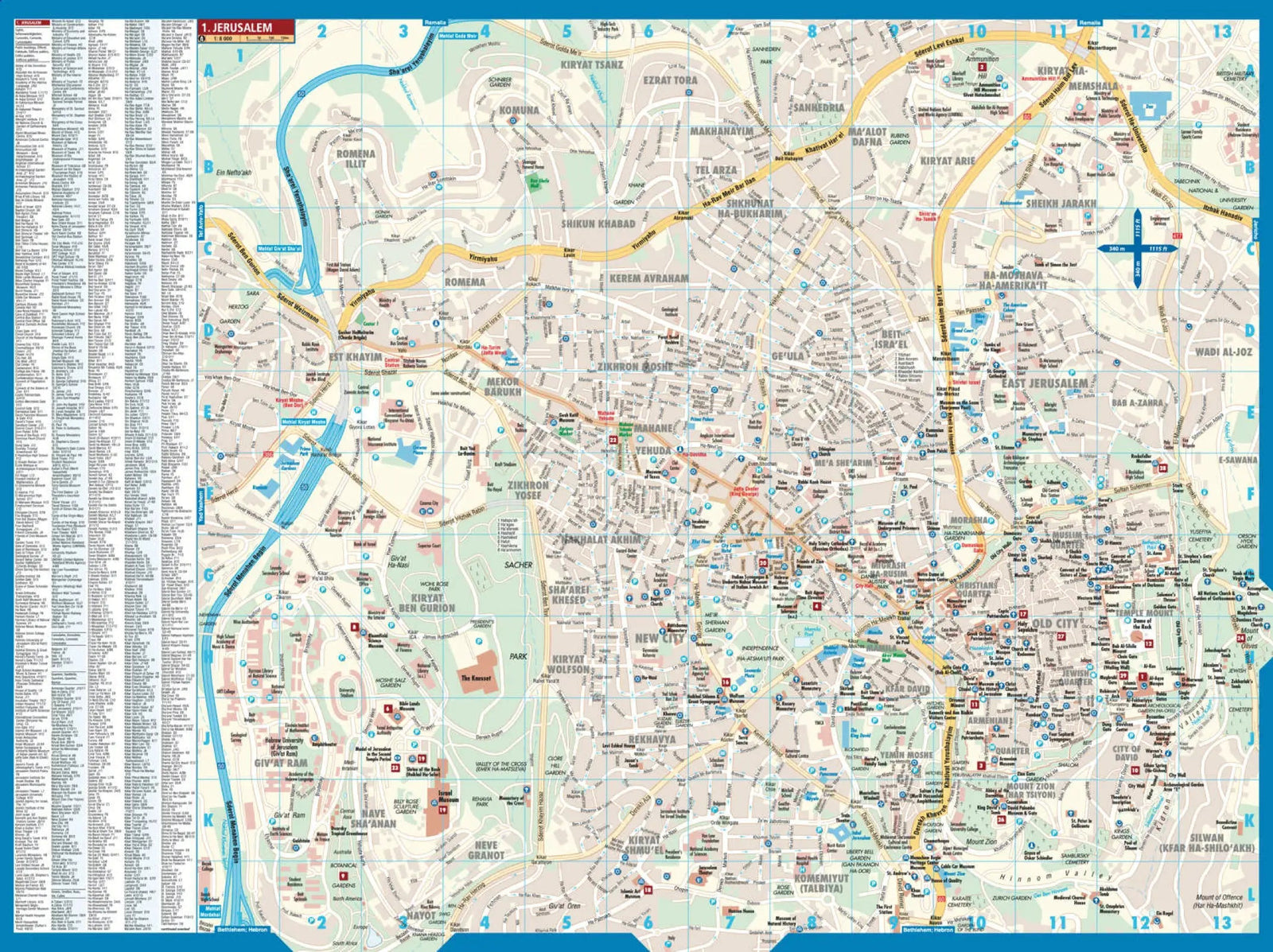 Plan plastifié - Jérusalem | Borch Maps plan de ville Borch Maps