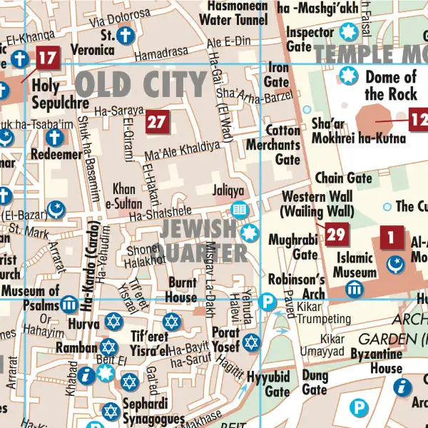 Plan plastifié - Jérusalem | Borch Maps plan de ville Borch Maps