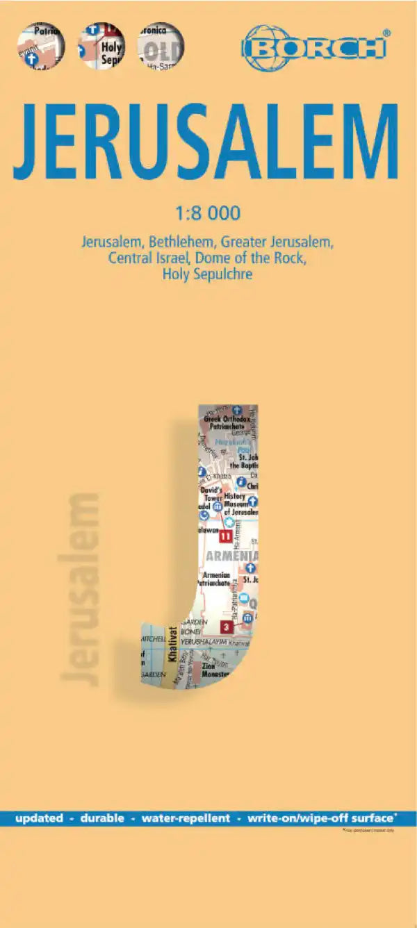 Plan plastifié - Jérusalem | Borch Maps plan de ville Borch Maps