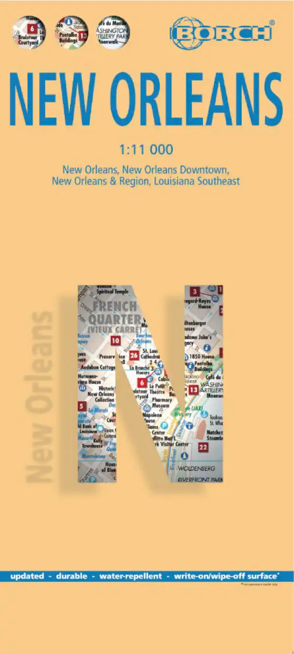 Plan plastifié - La Nouvelle Orléans (Louisiane, USA) | Borch Maps plan de ville Borch Maps