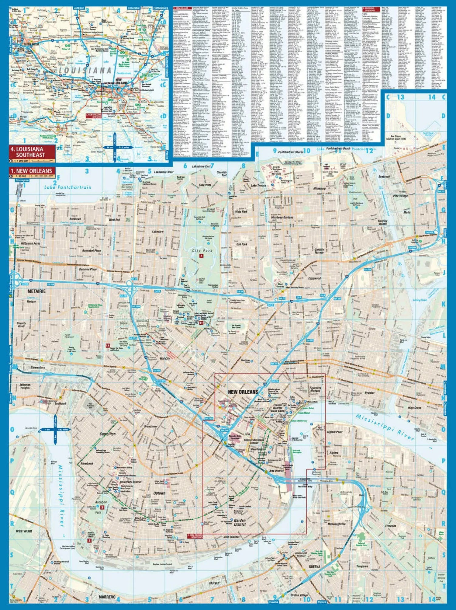 Plan plastifié - La Nouvelle Orléans (Louisiane, USA) | Borch Maps plan de ville Borch Maps