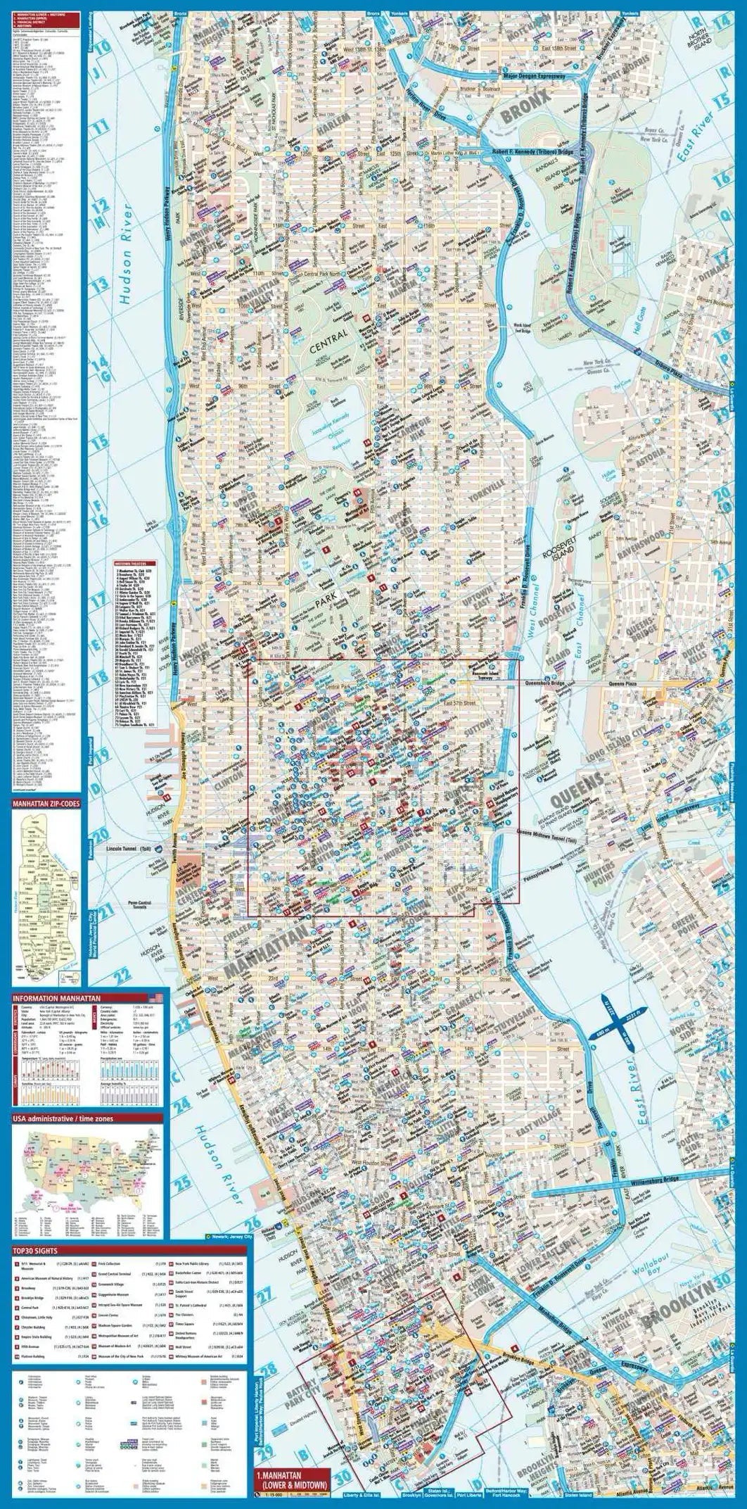 Plan plastifié - Manhattan | Borch Maps plan de ville Borch Maps