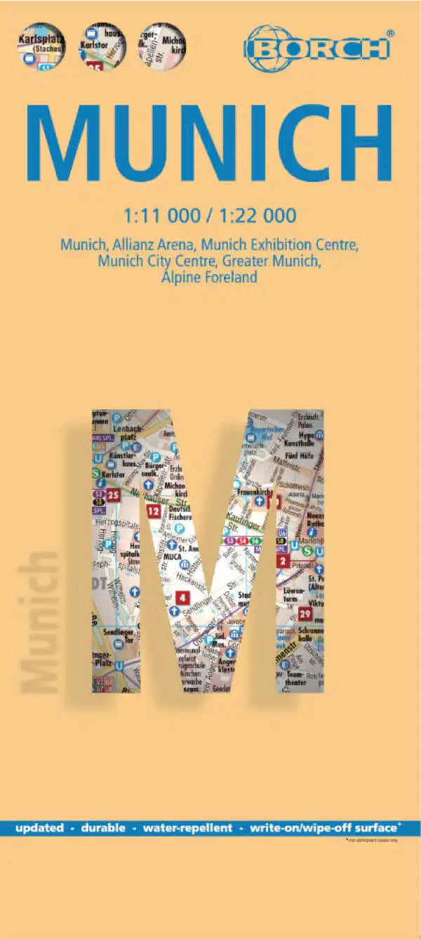 Plan plastifié - Munich | Borch Maps plan de ville Borch Maps