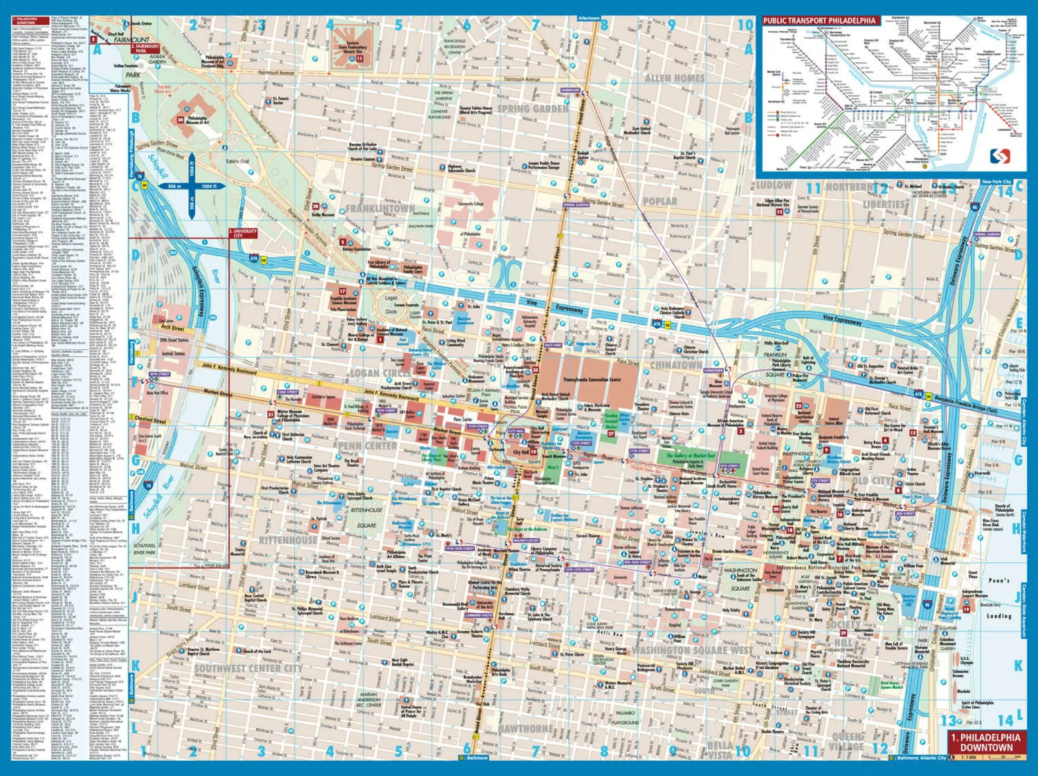 Plan plastifié - Philadelphie | Borch Maps plan de ville Borch Maps