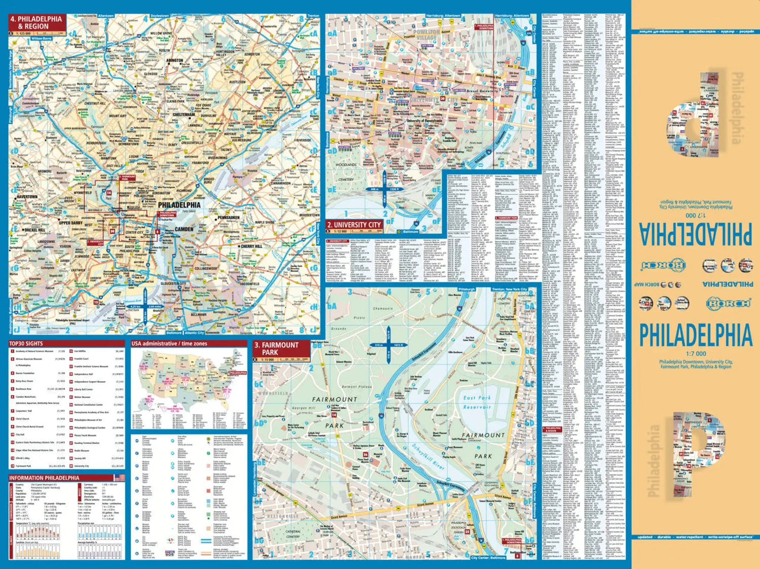 Plan plastifié - Philadelphie | Borch Maps plan de ville Borch Maps