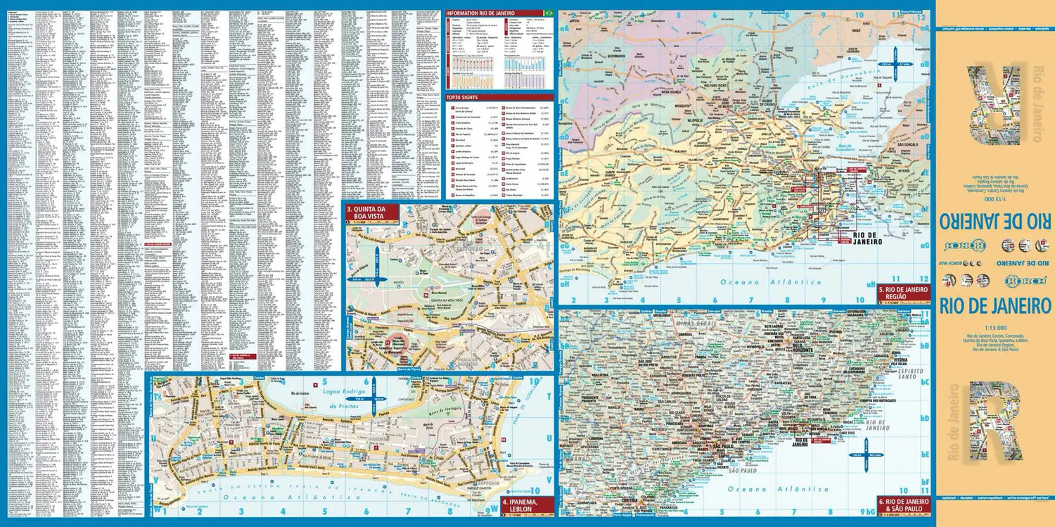 Plan plastifié - Rio de Janeiro | Borch Maps plan de ville Borch Maps