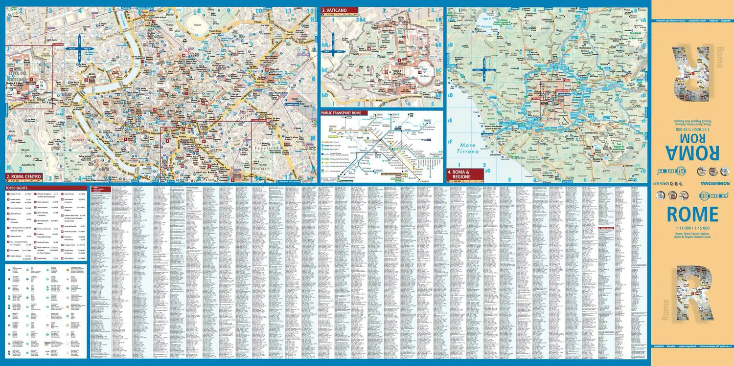 Plan plastifié - Rome | Borch Maps plan de ville Borch Maps
