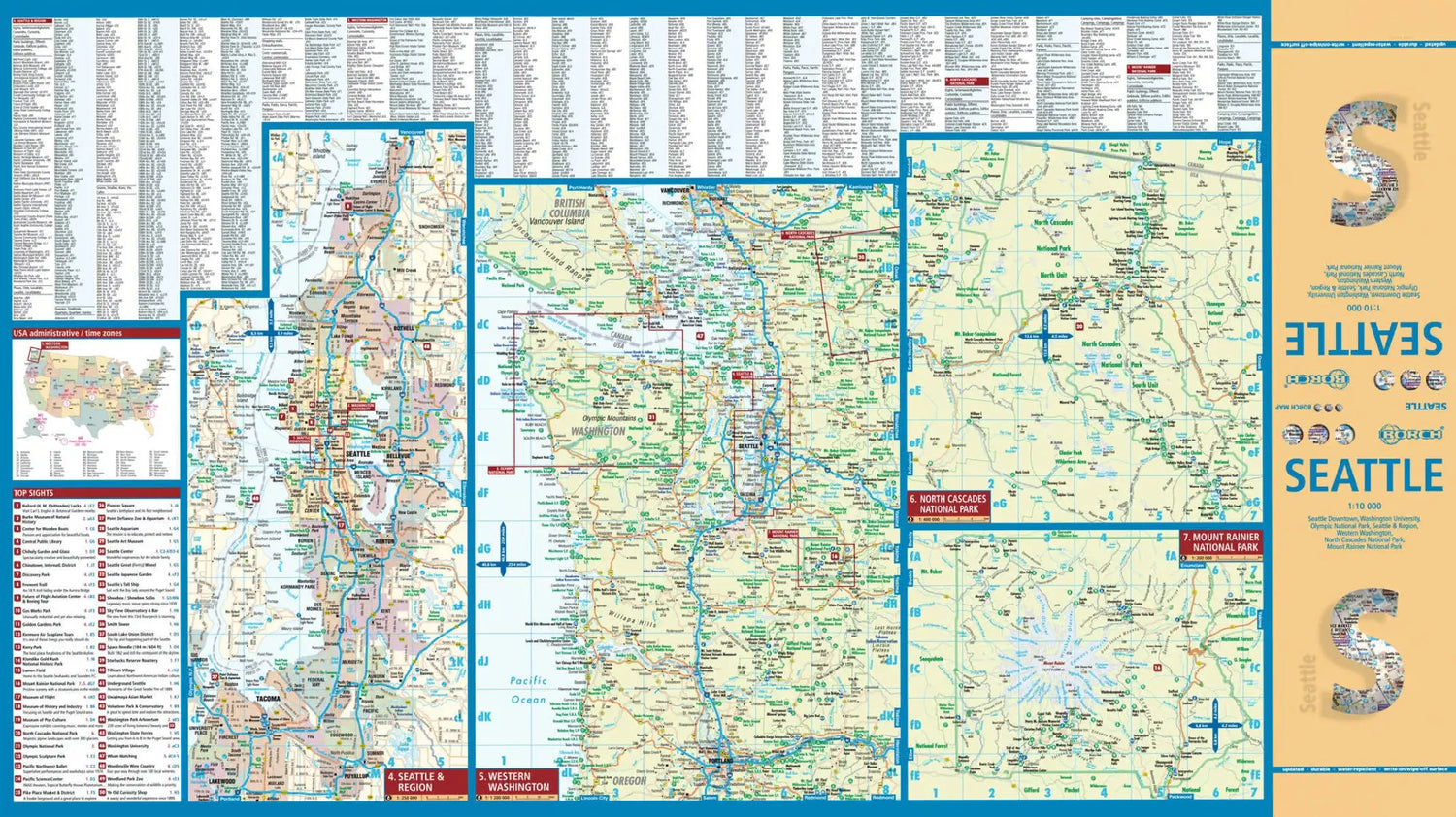Plan plastifié - Seattle | Borch Maps plan de ville Borch Maps