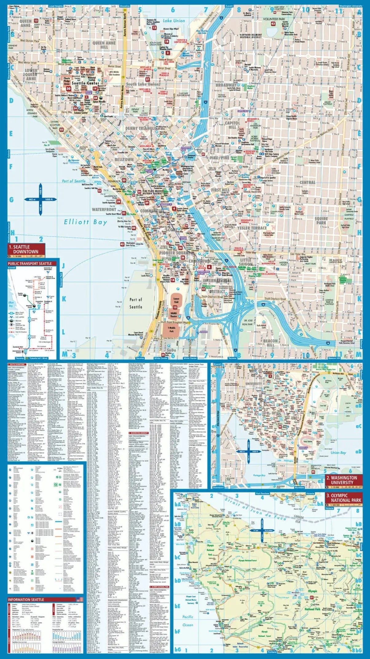 Plan plastifié - Seattle | Borch Maps plan de ville Borch Maps