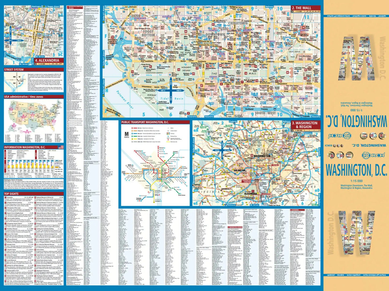 Plan plastifié - Washington D.C. | Borch Maps plan de ville Borch Maps