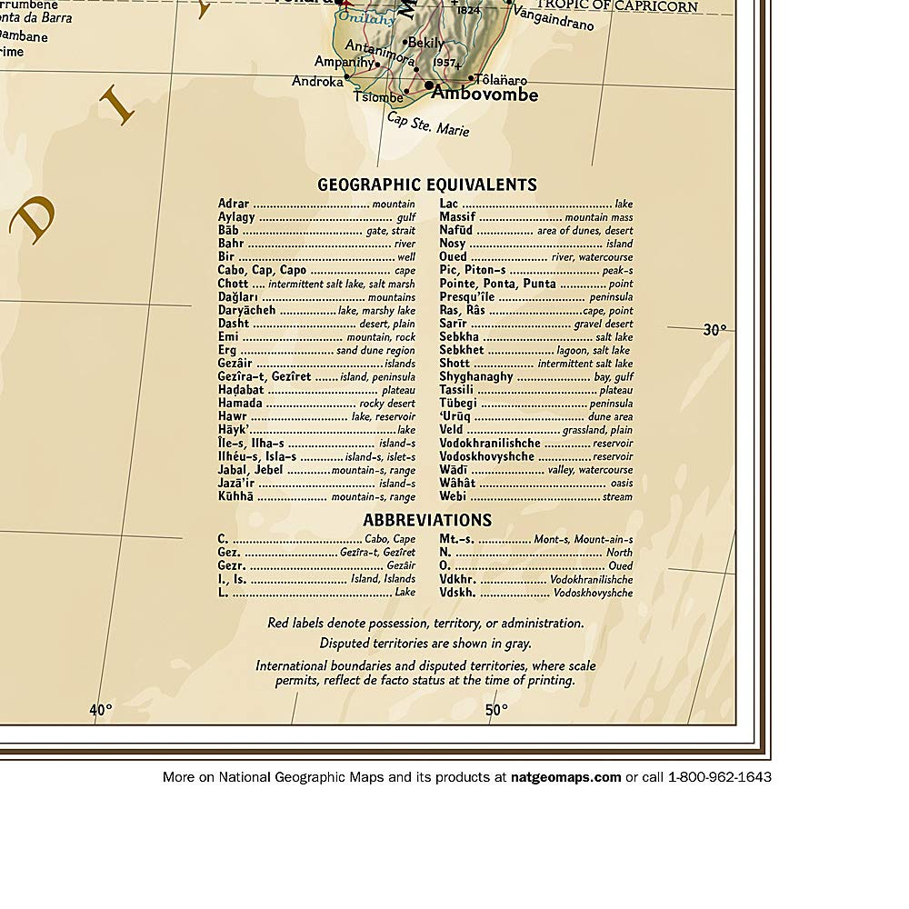 Carte murale (en anglais) - Afrique politique, style antique - 61 x 78 cm | National Geographic carte murale roulée (en tube) National Geographic