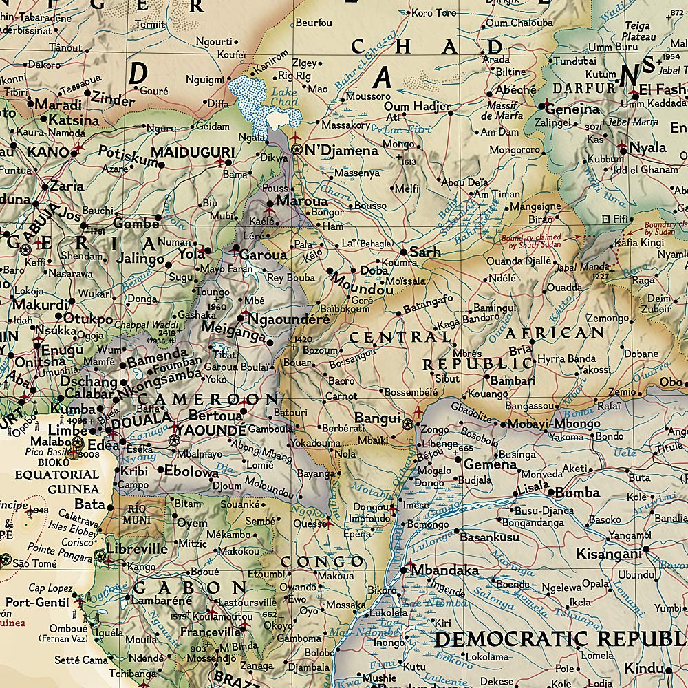 Carte murale (en anglais) - Afrique politique, style antique - 61 x 78 cm | National Geographic carte murale roulée (en tube) National Geographic