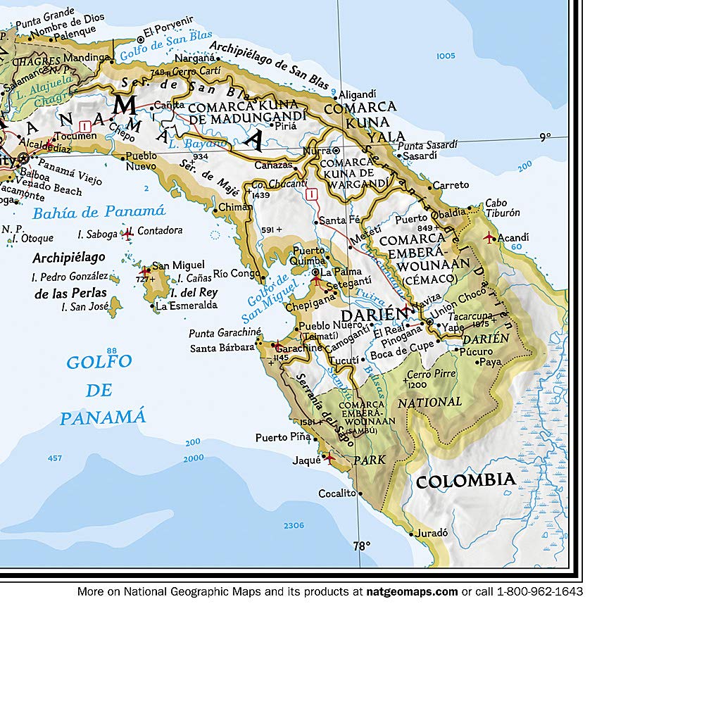 Carte murale (en anglais) - Amérique Centrale - 73 x 55 cm | National Geographic carte murale roulée (en tube) National Geographic