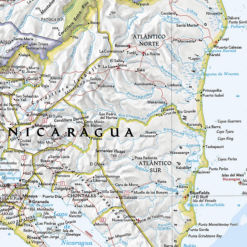 Carte murale (en anglais) - Amérique Centrale - 73 x 55 cm | National Geographic carte murale roulée (en tube) National Geographic