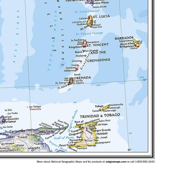 Poster (en anglais) - Caraïbes - 91 x 61 cm | National Geographic carte murale petit tube National Geographic 
