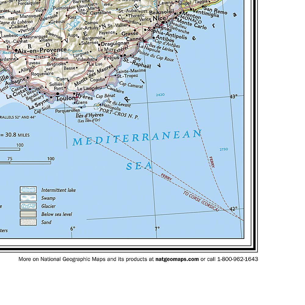 Carte murale (en anglais) - France, Belgique, Pays-Bas - 60 x 77 cm | National Geographic carte murale roulée (en tube) National Geographic