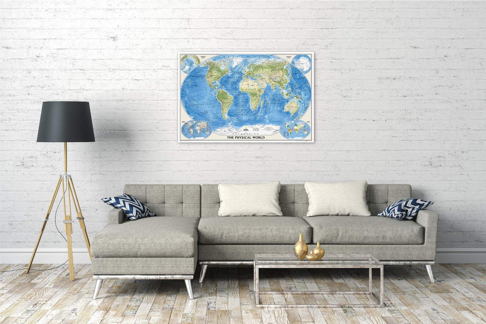 Carte murale (en anglais) - Monde physique - 1/36M (116 x 77 cm) | National Geographic carte murale roulée (en tube) National Geographic