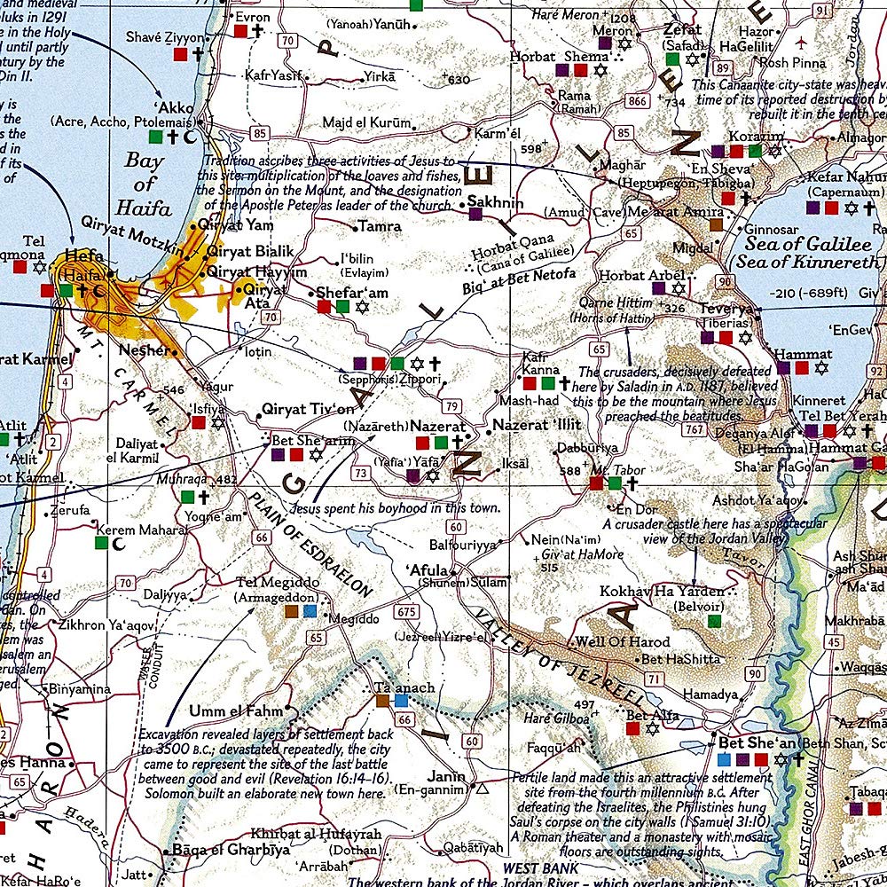 Carte murale (en anglais) - Terre Sainte - 53 x 80 cm | National Geographic carte murale roulée (en tube) National Geographic