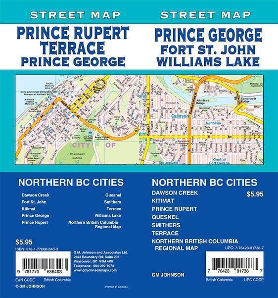 Prince George Fort St John Williams Lake - Carte des rues de la Colombie-Britannique | GM Johnson plan de ville GM Johnson Default Title