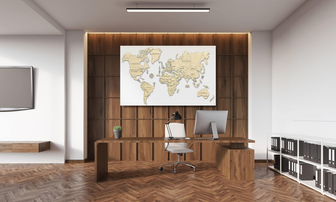 Puzzle en bois - Carte du monde, à monter soi-même - couleur naturelle | Wooden City carte murale grand tube Wooden City 