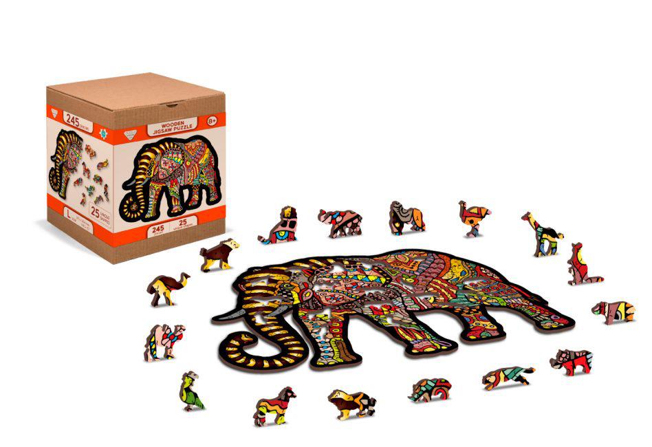 Puzzle en bois - Éléphant - 245 pièces | Wooden City puzzle Wooden City 