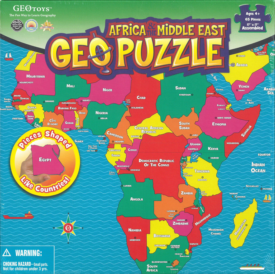 Puzzle géographique (en anglais)- L'Afrique & Moyen-Orient (65 pièces) pour enfants 4 ans et + | Geotoys puzzle Geotoys 
