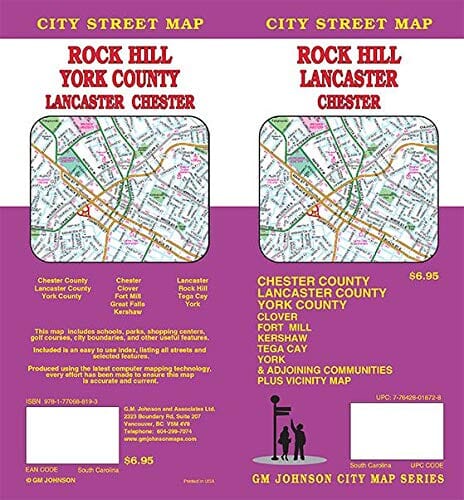 Rock Hill : Lancaster : Chester : plan des rues de la ville = Rock Hill : York County : Lancaster : Chester : plan de ville | GM Johnson plan de ville GM Johnson