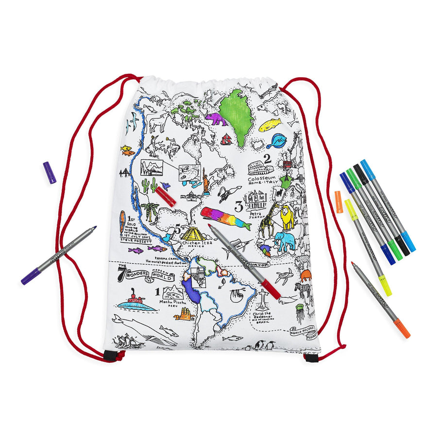 Sac à dos avec carte du monde coloriable | Eat Sleep Doodle accessoire Eat Sleep Doodle 