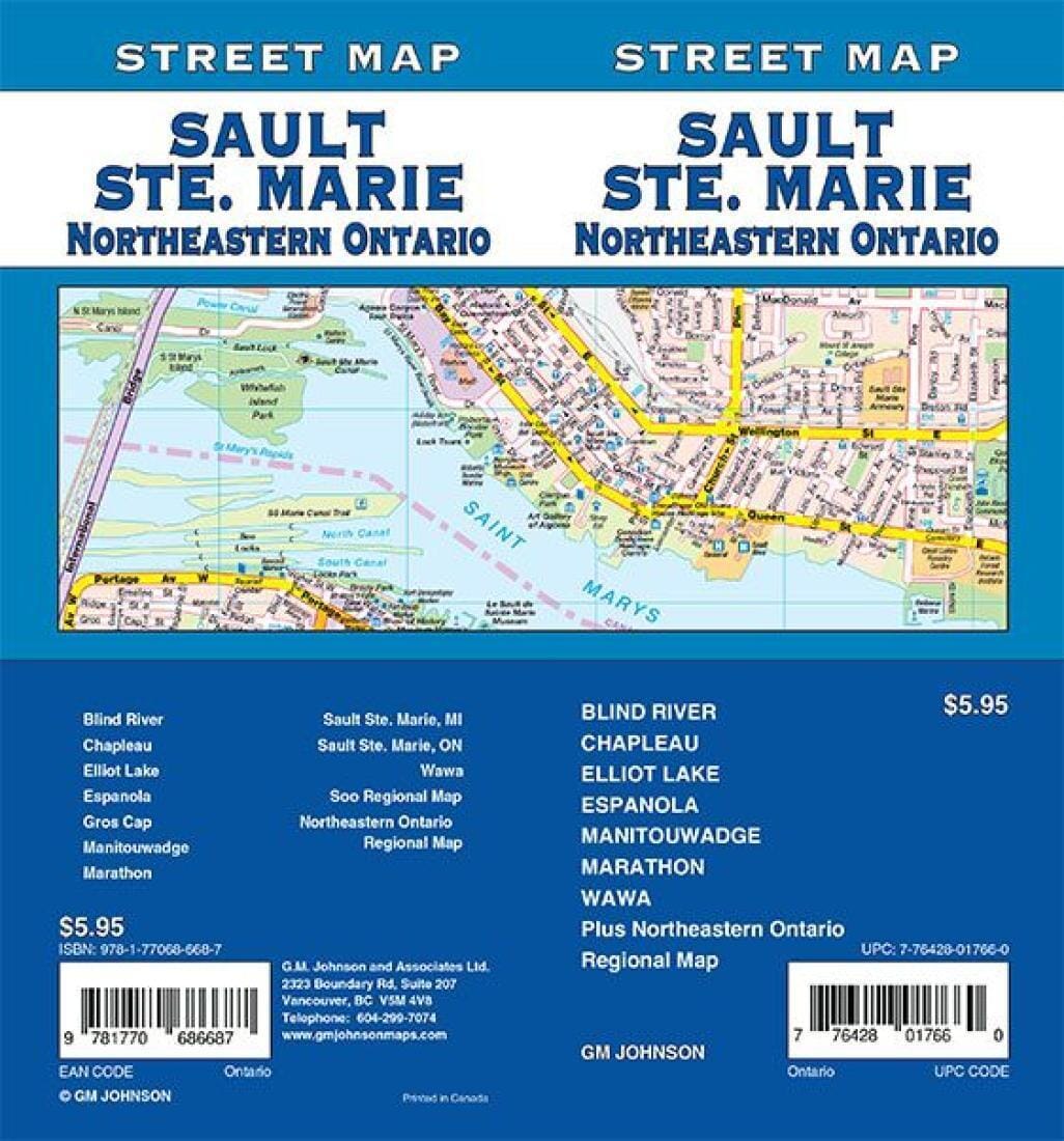 Sault Ste. Marie / Nord-Est de l'Ontario - Carte routière de l'Ontario | GM Johnson plan de ville GM Johnson Default Title