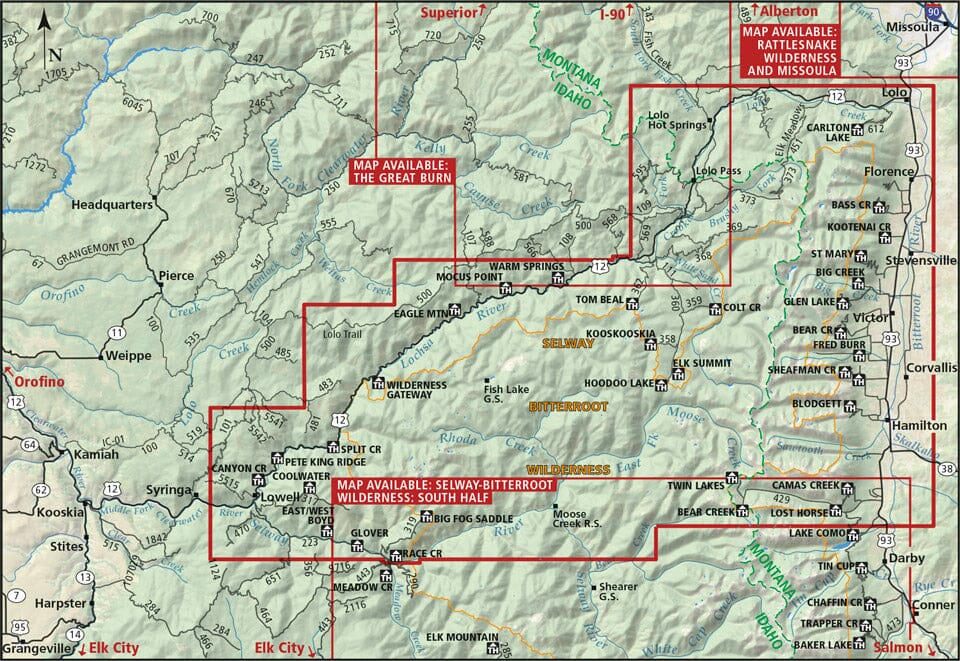 Selway Bitterroot Wilderness : moitié nord (Montana) | Cairn Cartographics carte de randonnée Cairn Cartographics