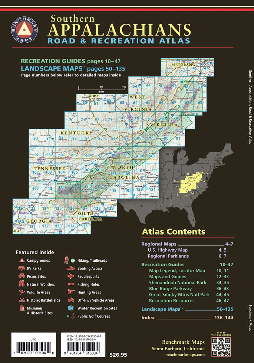 Southern Appalachians Road and Recreation Atlas | Benchmark Maps atlas Benchmark Maps 