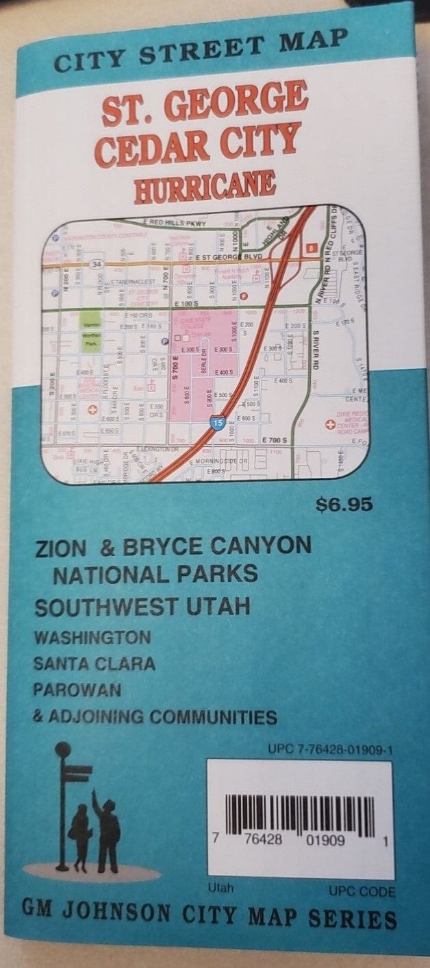 St. George, Cedar City and Hurricane, Utah | GM Johnson carte pliée 