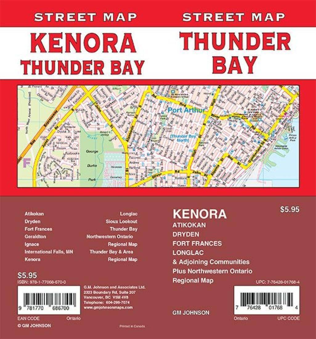 Thunder Bay / Kenora / Fort Frances / Dryden - Carte des rues de l'Ontario | GM Johnson plan de ville GM Johnson Default Title